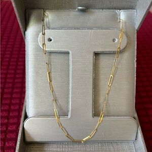 🆕 18k Saudi Gold Paperclip Chain Necklace 18 inches